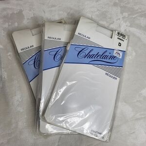 Vintage Chatelaine White Pantyhose. Size D. Lot Of 3